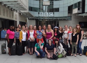 Ready to go into the BBC to record our radio shows!